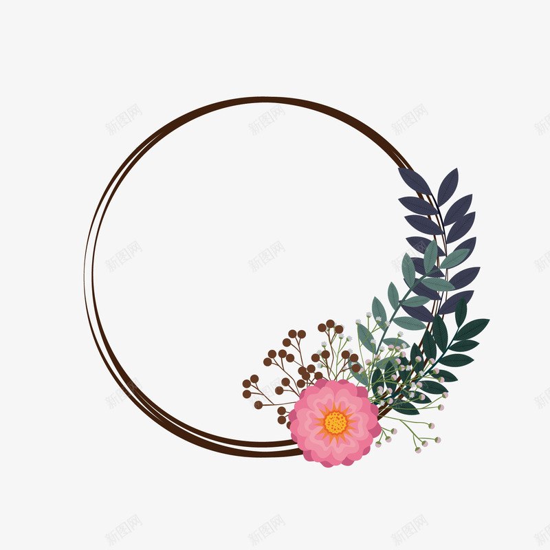 简洁温馨婚礼请柬模板png免抠素材_88icon https://88icon.com 婚礼 模板 绿叶 花朵 花环 请柬