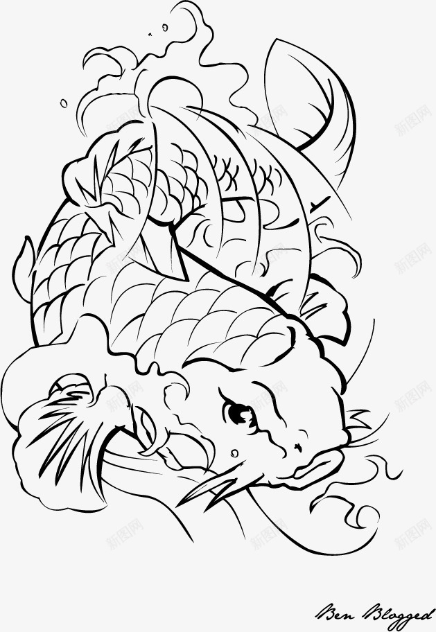 鲤鱼线描图案矢量图eps免抠素材_88icon https://88icon.com EPS格式 矢量素材 矢量鱼 鲤鱼 鲤鱼线描图案 矢量图