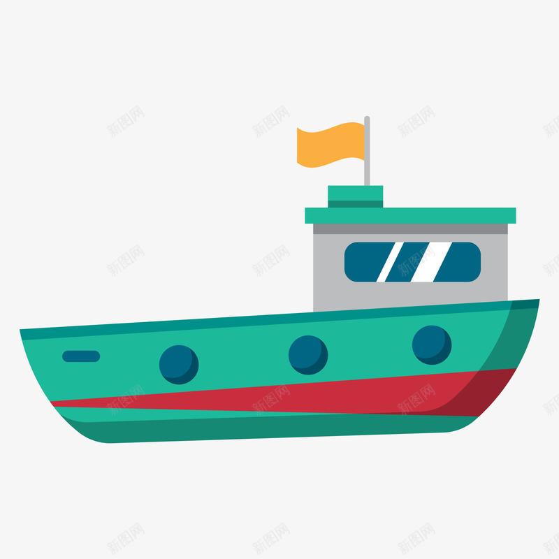 彩色创意扁平化轮船元素矢量图ai免抠素材_88icon https://88icon.com 出行 圆弧 弧度 弯曲 彩色 扁平化 旗帜 漂浮 质感 矢量图