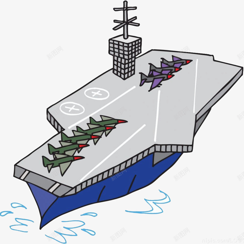彩色航空母舰png免抠素材_88icon https://88icon.com 大海 科技 航海 航空母舰 航行 船
