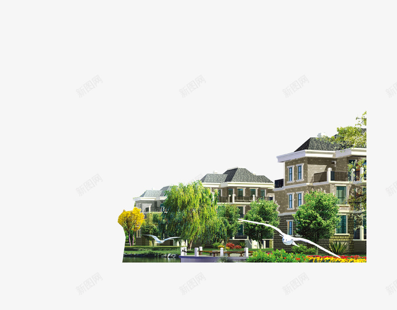 房地产广告别墅洋房png免抠素材_88icon https://88icon.com 别墅 房地产 洋房 连排别墅,排屋