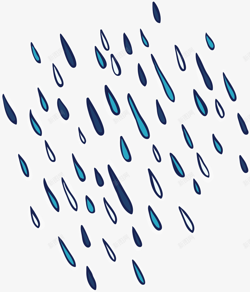 卡通手绘蓝色的雨水png免抠素材_88icon https://88icon.com 创意 动漫动画 卡通 卡通雨水 手绘 蓝色的雨水