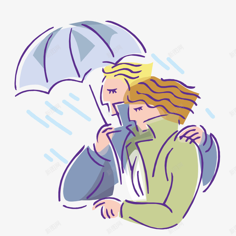 一起打雨伞的情侣png免抠素材_88icon https://88icon.com 人物矢量 手绘人物 打一把伞的情侣 打伞的人物免抠 雨伞 风雨中并肩的情侣 风雨中的人物