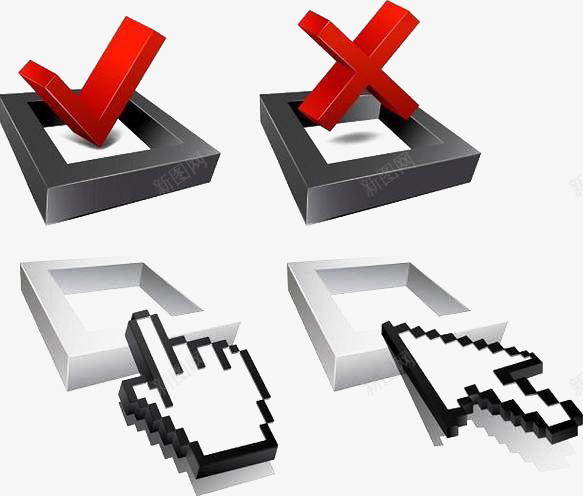 红色勾勾叉叉png免抠素材_88icon https://88icon.com 对不对 对号叉号 对错 打勾打叉 方框打叉 正方形 箭头 鼠标手