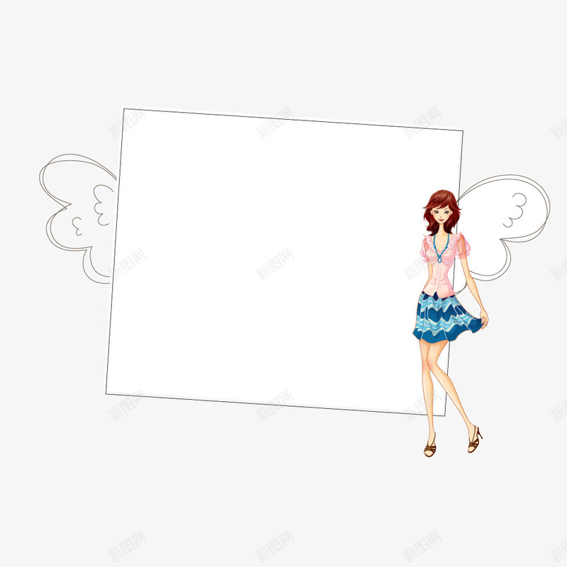 天使翅膀文字边框矢量图ai免抠素材_88icon https://88icon.com 卡通 文字标签 边框装饰 矢量图