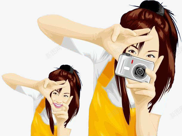 手拿相机拍照的卡通女孩png免抠素材_88icon https://88icon.com 卡通人物 卡通女孩 彩色人物造型 手拿相机