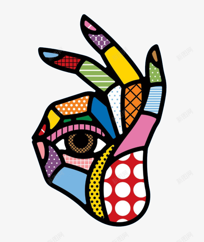 国外插画手眼睛png免抠素材_88icon https://88icon.com 彩色 手 插画 眼睛