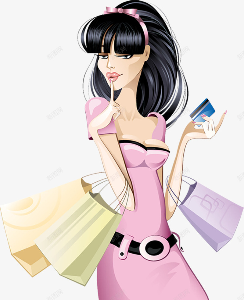 时尚卡通可爱美妆刷卡美女png免抠素材_88icon https://88icon.com 卡通 时尚 爱美 美女