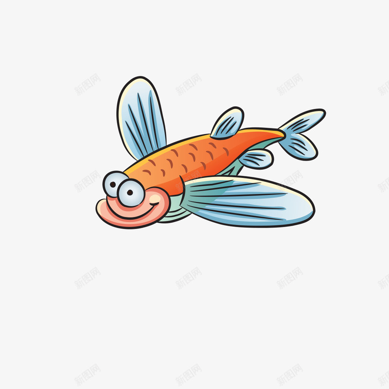 卡通飞鱼造型png免抠素材_88icon https://88icon.com 卡通 大眼睛 有翅膀的鱼 造型 飞鱼