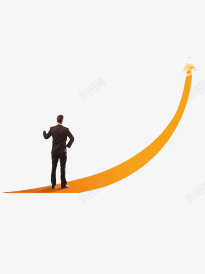 站在箭头上的男人png免抠素材_88icon https://88icon.com 上班族 商业 方向 箭头 西装 金融 黄色