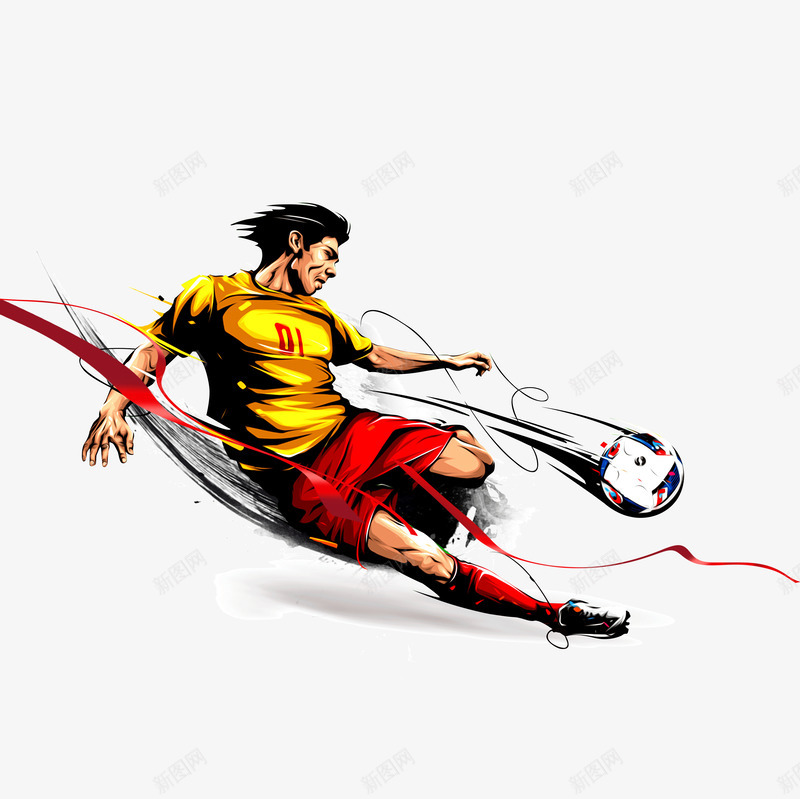 生动的运动员踢球psd免抠素材_88icon https://88icon.com 健身 创意 卡通手绘 清新 生动 踢足球 运动