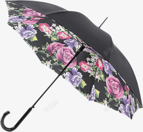 百花黑雨伞png免抠素材_88icon https://88icon.com 玫瑰 百花 花朵 黑伞