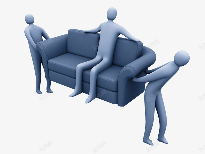 搬沙发和上面的人png免抠素材_88icon https://88icon.com 3d小人 上司 下属 抬轿 沙发 赖在沙发上不走的人