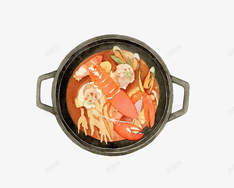 卡通美味龙虾砂锅png免抠素材_88icon https://88icon.com 小吃 砂锅 美食 龙虾
