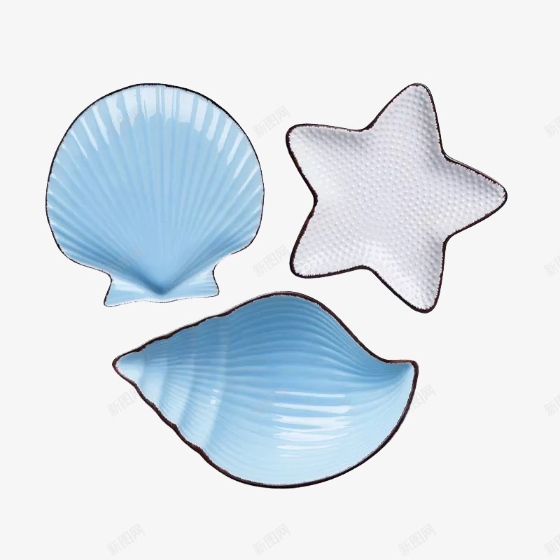 海洋系列碗碟png免抠素材_88icon https://88icon.com 产品实物 创意 海星 海螺 碗碟 餐具