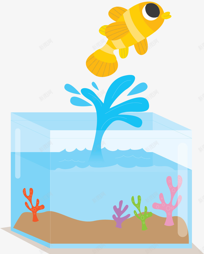 方形鱼缸跳出的金鱼矢量图ai免抠素材_88icon https://88icon.com 方形鱼缸 矢量png 跳出鱼缸 跳跃的金鱼 金鱼 金鱼缸 矢量图