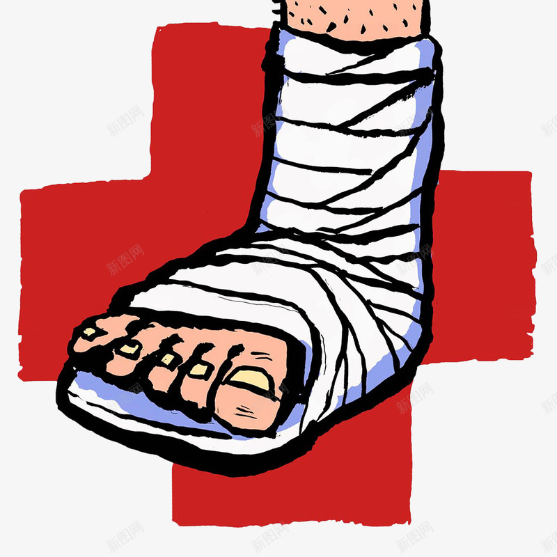 手绘受伤包扎的脚png免抠素材_88icon https://88icon.com 包扎 医用纱布 医药 受伤 手绘 红十字 纱布 脚痛