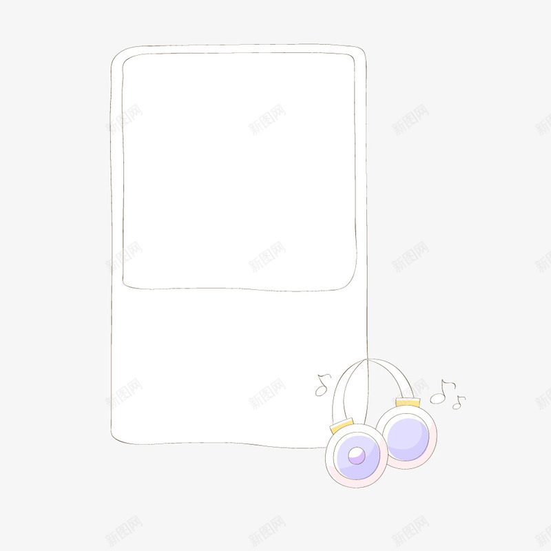 手机耳机形状文字边框装饰矢量图ai免抠素材_88icon https://88icon.com 卡通 紫色 耳机 装饰图案 矢量图
