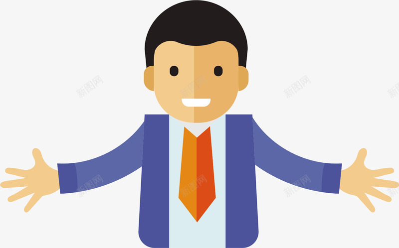 张开双臂的男人矢量图ai免抠素材_88icon https://88icon.com 商务人士 展开双臂 张开双臂 微笑 男人 矢量图 西装 领带