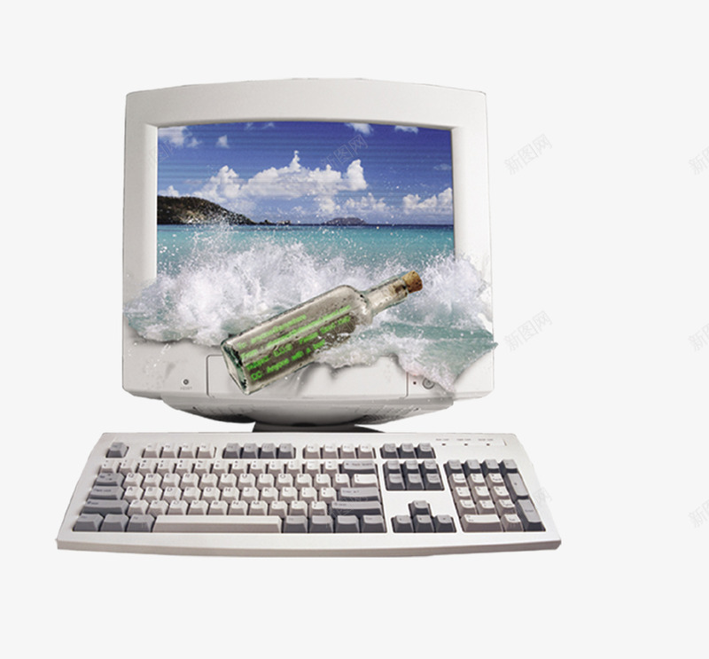 白色旧式电脑png免抠素材_88icon https://88icon.com 数码 数码产品 机器 电脑 科技