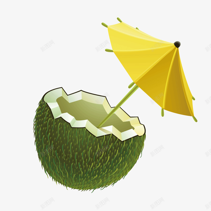 椰子壳雨伞矢量图ai免抠素材_88icon https://88icon.com 椰子壳 椰子汁 雨伞 矢量图