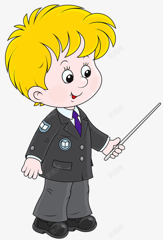 卡通男孩png免抠素材_88icon https://88icon.com 指挥官 指挥家卡通 穿西装 线条指挥家 黄色头发