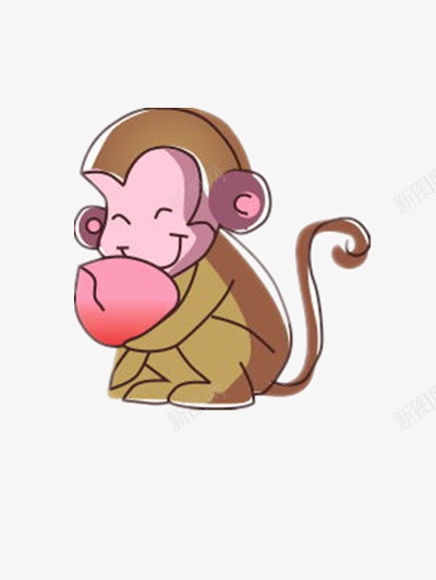 吃桃子的猴子png免抠素材_88icon https://88icon.com 动物 可爱 幸福 素材
