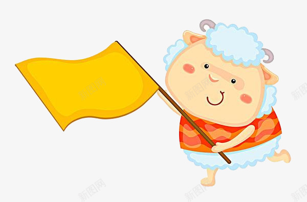 卡通小绵羊png免抠素材_88icon https://88icon.com png图形 png装饰 动物 卡通 小绵羊 旗帜 装饰