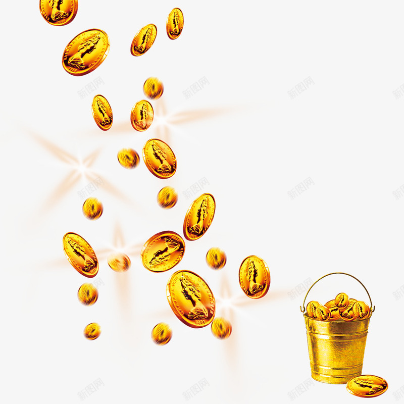 一桶金币psd免抠素材_88icon https://88icon.com 房地产 装饰图案 金色桶 金融装饰