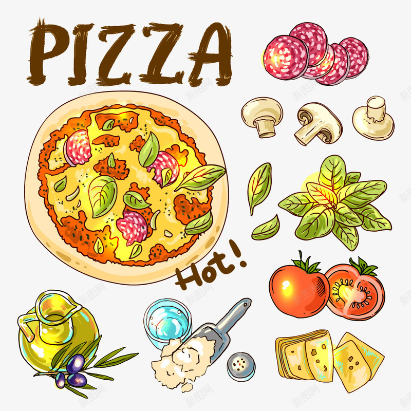披萨的制作png免抠素材_88icon https://88icon.com 制作披萨 原料 披萨 美食 西餐