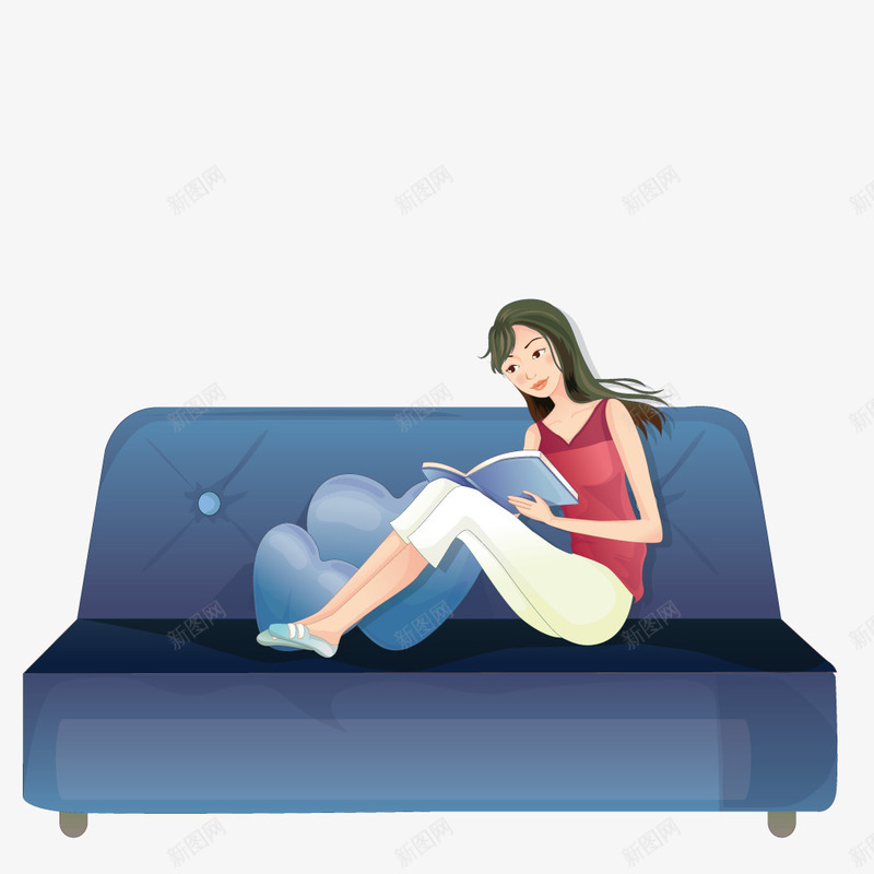 在沙发上看书的美女矢量图ai免抠素材_88icon https://88icon.com 沙发 看书 美女 美女沙发 矢量图