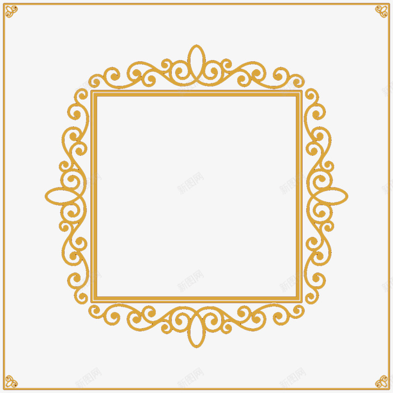 正方形花纹边框矢量图ai免抠素材_88icon https://88icon.com 正方形 正方形边框 矢量边框 金色 金色边框 金色边框PNG 矢量图
