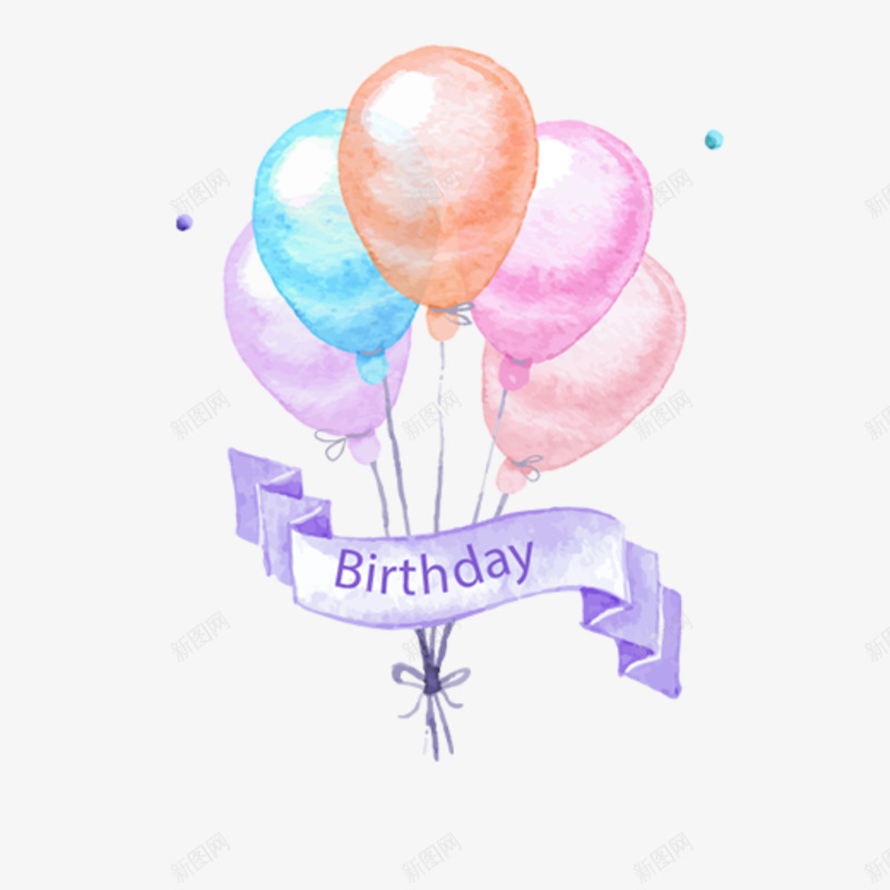 紫色飘带和彩色气球png免抠素材_88icon https://88icon.com 彩色气球 漂浮的 绳子 英文字母 装饰 飘带