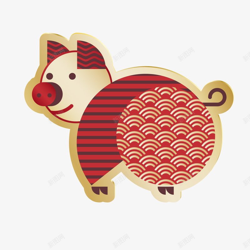 卡通猪年小猪png免抠素材_88icon https://88icon.com 卡通动物 卡通小猪 猪年 红色小猪 背景装饰 金猪