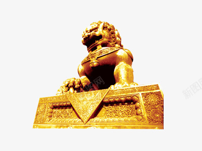 中国元素雄狮造型雕刻的金狮png免抠素材_88icon https://88icon.com 中国 元素 造型 金狮 雄狮 雕刻