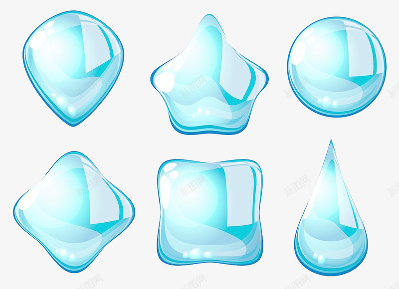 多形状的泪水png免抠素材_88icon https://88icon.com 圆形 方形 星星形状 泪水 蓝色泪水 雨滴形状
