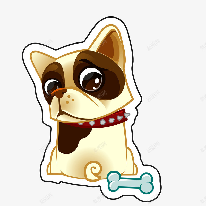 看着骨头的小狗矢量图ai免抠素材_88icon https://88icon.com 动物 宠物 标签设计 狗年 贴纸设计 骨头 矢量图