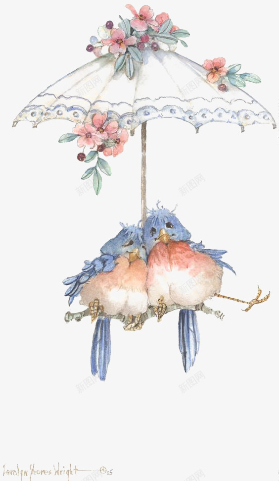 雨伞png免抠素材_88icon https://88icon.com 创意雨伞 动物 卡通雨伞 小鸟 手绘雨伞
