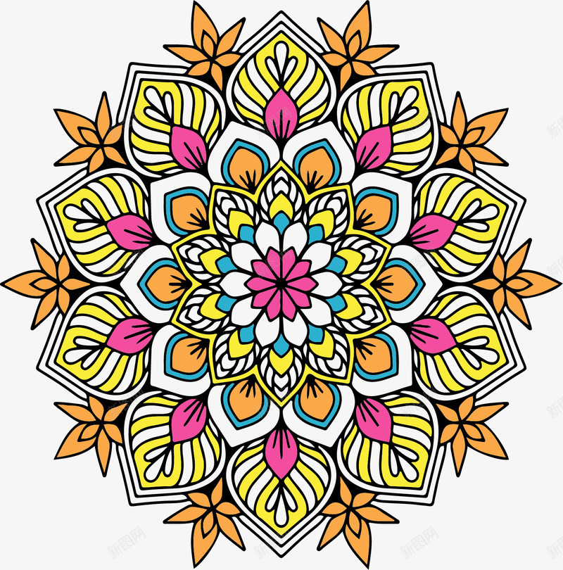橘色粉色宗教花纹矢量图ai免抠素材_88icon https://88icon.com 佛教花纹 宗教 宗教花纹 曼荼罗图案 曼陀罗 曼陀罗填色 矢量png 矢量图 粉橘色