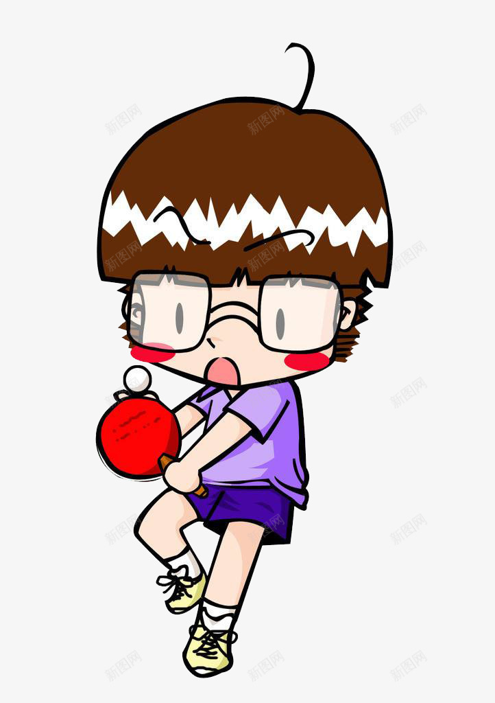 打乒乓球带眼镜png免抠素材_88icon https://88icon.com png图片 免抠素材 卡通 带眼镜 打乒乓球 运动中