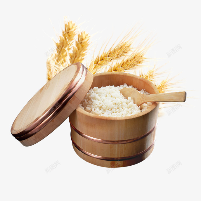 木桶饭png免抠素材_88icon https://88icon.com 小麦 木桶饭 米饭