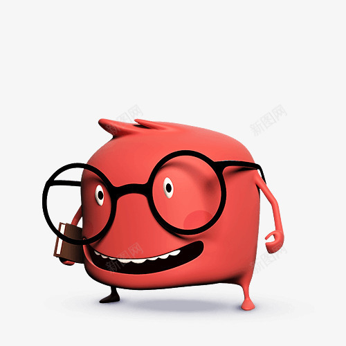 卡通红色戴眼镜怪兽png免抠素材_88icon https://88icon.com 卡通 眼镜 红色