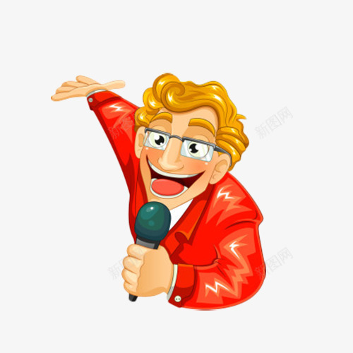 穿着红衣的金发男主持人png免抠素材_88icon https://88icon.com 主持 主持人 卡通 卡通人物 卡通形象 漫画 话筒