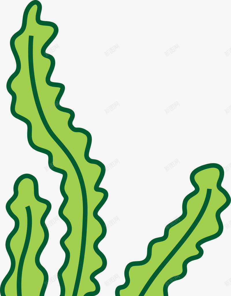 绿色卡通海草植物png免抠素材_88icon https://88icon.com 6月8号 世界海洋日 大海 海草植物 绿色海草 自然