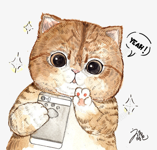 手绘猫咪png免抠素材_88icon https://88icon.com 卡通 彩铅 手绘 猫咪