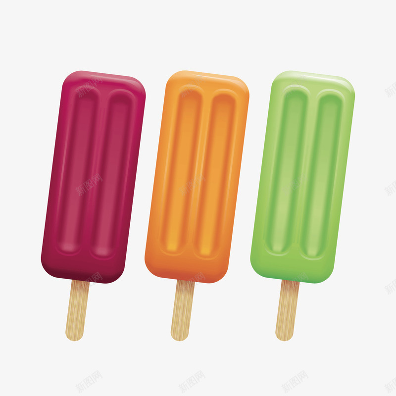 彩色雪糕png免抠素材_88icon https://88icon.com 凹槽 彩色 木签 甜品 纹理 质感 雪糕