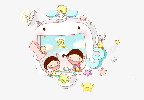 儿童教学书刊插画png免抠素材_88icon https://88icon.com 信号塔 抽象 数字 星星 电脑 绘画
