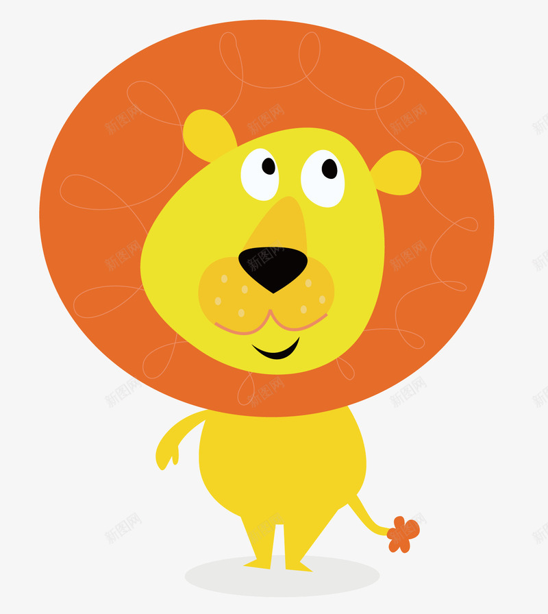一只卡通的小狮子png免抠素材_88icon https://88icon.com 动物 卡通 卡通动物 小狮子 尾巴 橘黄色 黄色身体