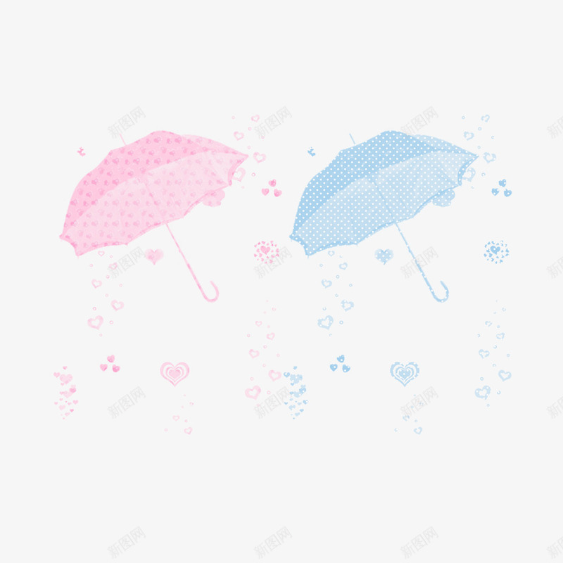 唯美粉色蓝色雨伞png免抠素材_88icon https://88icon.com 卡通 唯美 手绘 简图 粉色的 蓝色的 雨伞