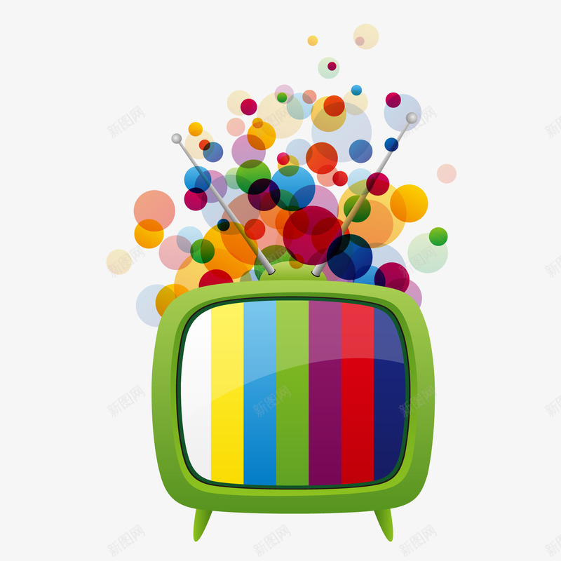 彩色气泡电视机矢量图ai免抠素材_88icon https://88icon.com 电视机插画彩色气泡卡通插画魔法 矢量图